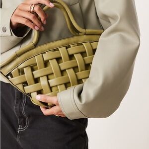 ASOS Olive Green Puff Weave Woven Handbag